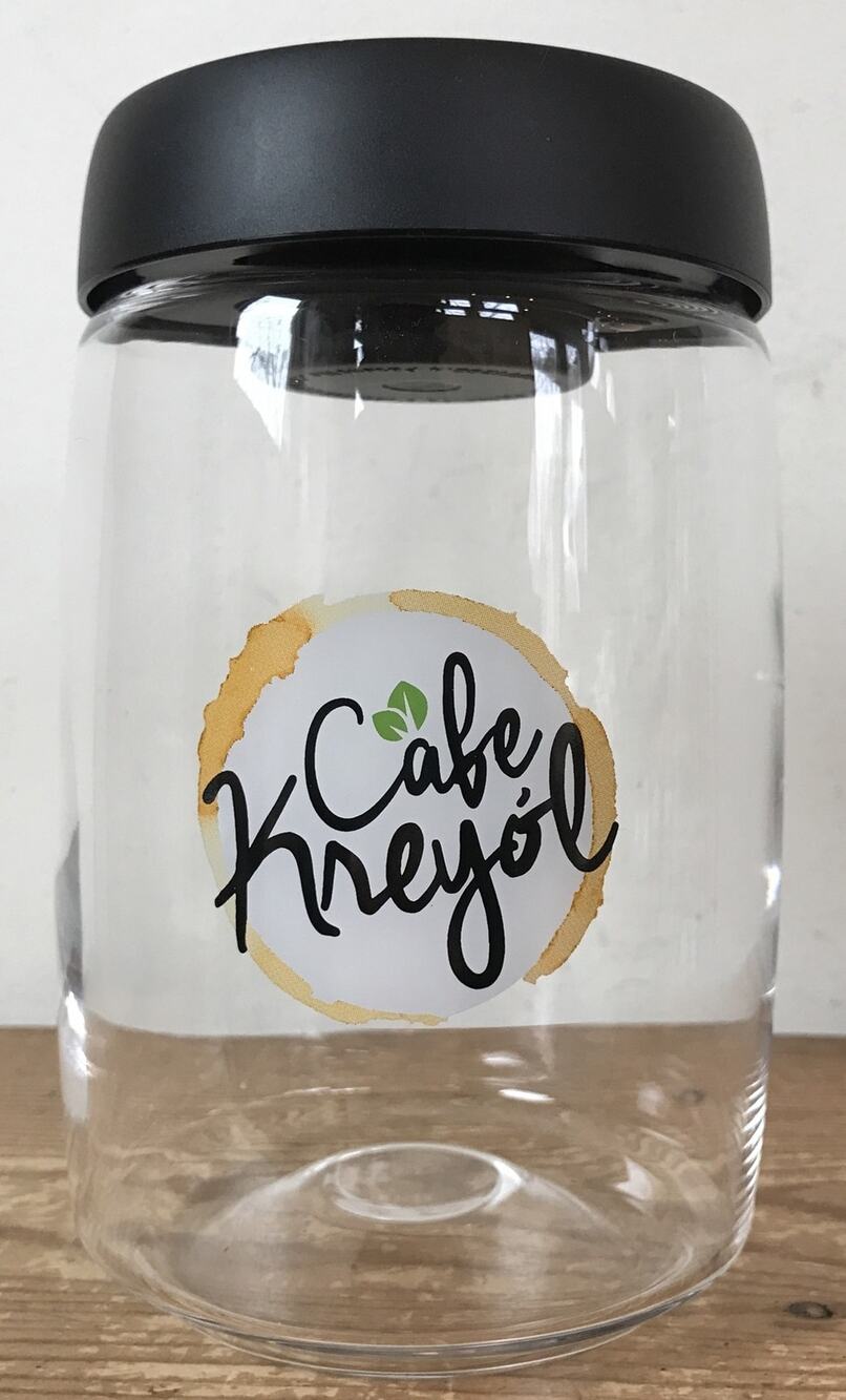 Glass Vacuum Top Coffee Canister Kitchen Food Container 6.75"